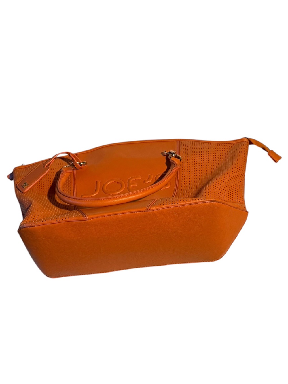 Joe's Jeans Bright Orange Perforated Leather Shoulder Career Tote Bag